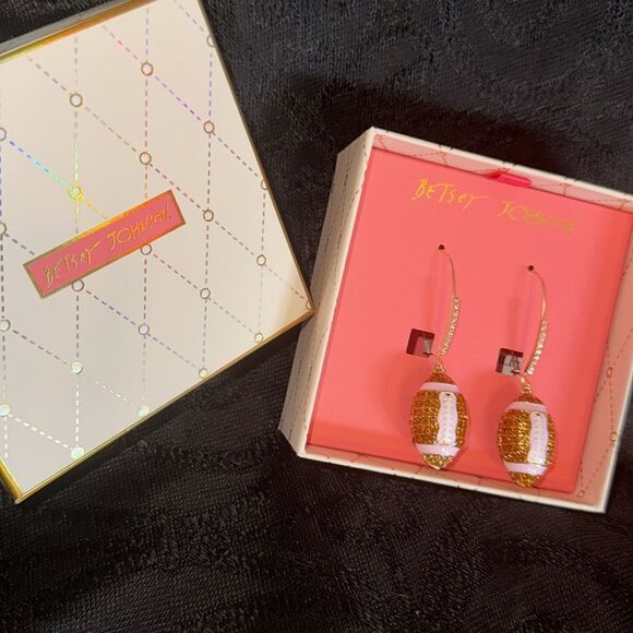 Betsy Johnson rhinestone football earrings - Picture 5 of 5